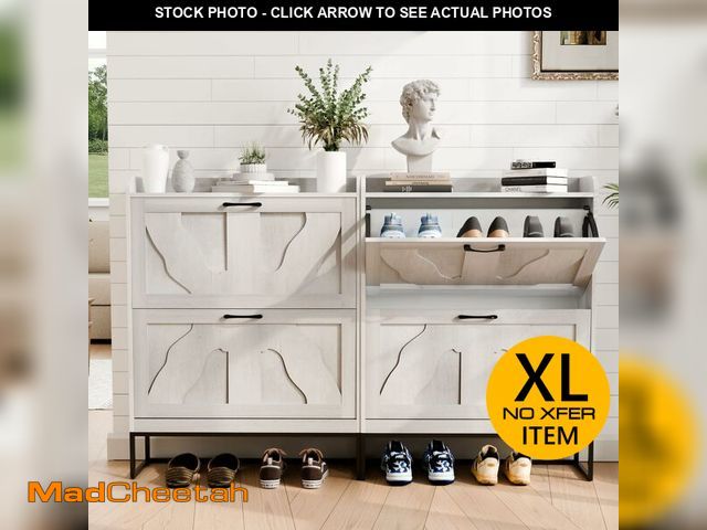 Lot 74-13580204 - infurnic Set of 2 Shoe Storage Cabinet with 2 Flip Drawers, Narrow Shoe Cabinet for Entryway, Freest...