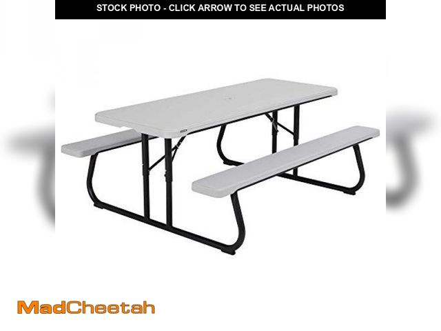 Lot 74-12161081 - Lifetime 6 Ft. Classic Folding Polyethylene Picnic Table  Gray (260265) - USED