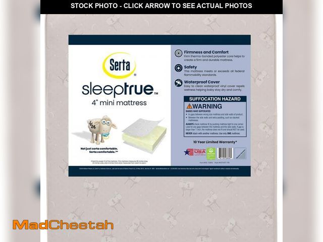 Lot 74-12399655 - Delta Children Serta SleepTrue Mini Crib Mattress, Premium Sustainably Sourced Fiber Core, Hypoaller...
