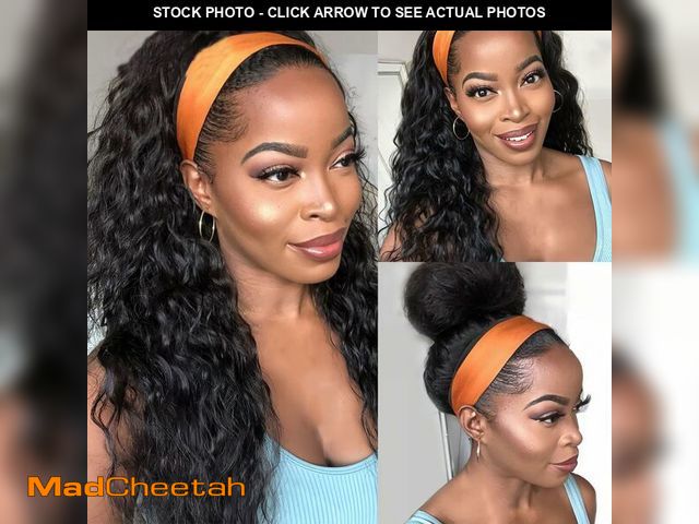 Lot 74-12703395 - Maytune Curly Headband Wig Human Hair 20 Inch Glueless Deep Wave Headband Human Hair Wigs None Lace ...