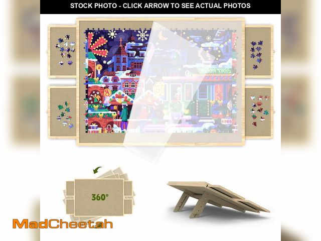 Lot 74-12768074 - 1500 Piece Puzzle Board with Drawers and Cover, Adjustable Tilting Puzzle Board, Portable Wooden Jig...