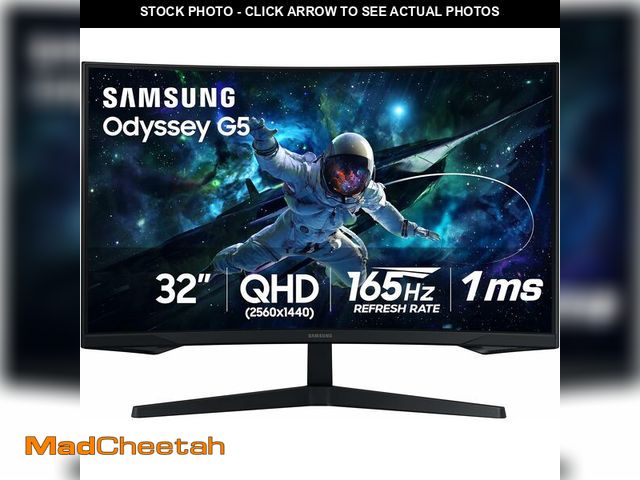 Lot 74-12866774 - SAMSUNG 32" Odyssey G55C Series QHD 1000R Curved Gaming Monitor, 1ms(MPRT), HDR10, 165Hz, AMD Radeon...