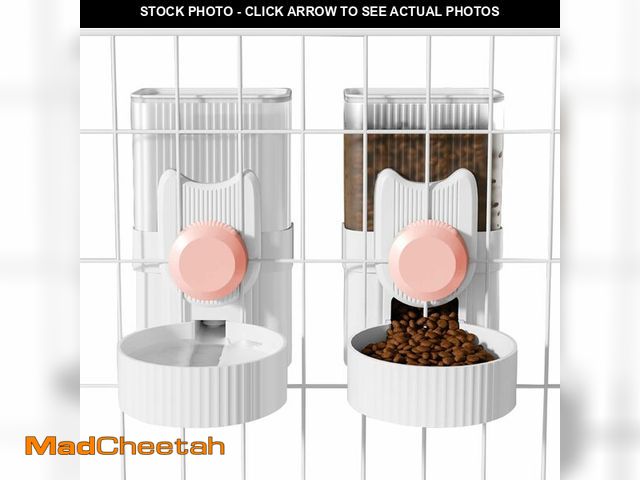 Lot 74-14426964 - Hanging Cage Automatic Small Pet Food Bowl Water Bottle Dispenser, 1L Auto Gravity Pet Feeder and Wa...