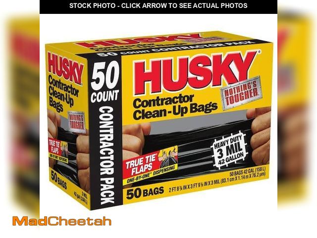 Lot 74-12145569 - 42 Gal Trash Bags, 2 Ft 8 3/4 in X 3 Ft 9 1/8, Heavy-Duty Contractor, 3 Mil, Black, 50 PK - UNUSED