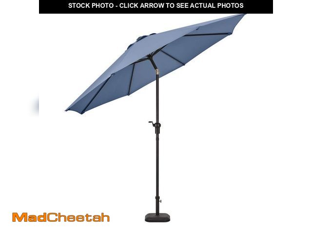 Lot 74-14342361 - Hampton Bay 9 ft. Aluminum Market Crank and Auto-Tilt Patio Umbrella in Lake Blue - UNUSED