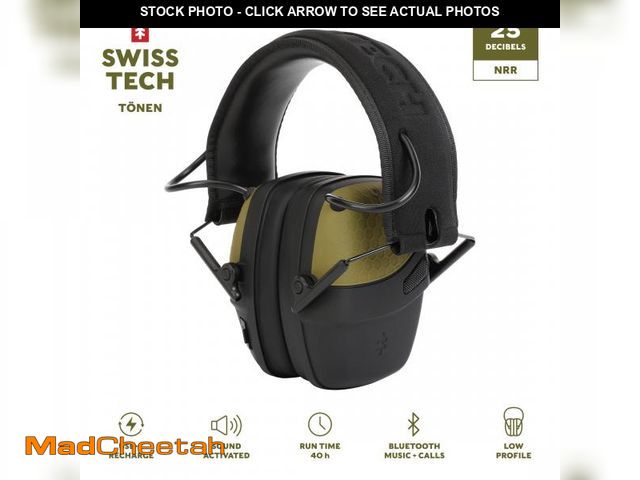 Lot 74-12537645 - (MISSING USB CORD) Swiss Tech Bluetooth hearing protection earmuffs, foldable noise reduction, green...
