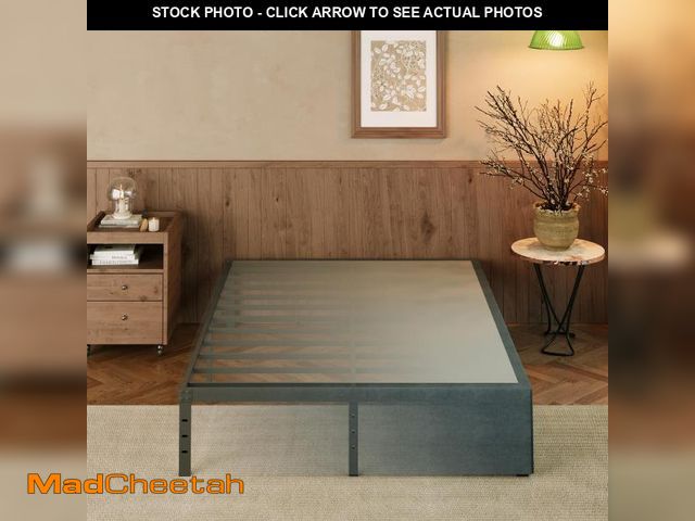 Lot 74-12160093 - EMODA Queen Bed Frame with Cover No Box Spring Needed, 14 Inch Heavy Duty Metal Platform BedFrame Qu...