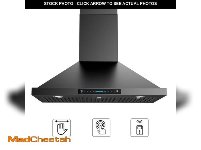 Lot 74-13561185 - Throes 36 in. 900 CFM Convertible Wall Mount Downdraft System in Black Stainless Steel with Gesture ...