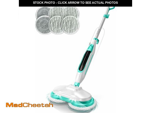 Lot 74-13709138 - Angtra Scrubbing Steam Mop with Rotating Mop Pads, All-in-One Hard Floor Cleaner with LED Headlights...