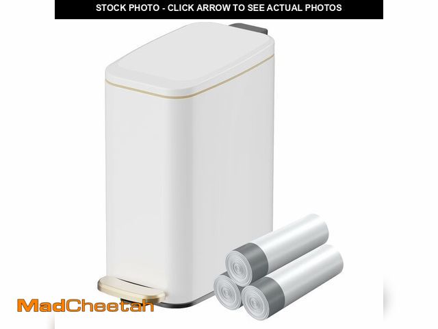 Lot 74-14269232 - KUK Slim Bathroom Trash Can with Lid, 1.6 Gal / 6L Stainless Steel Small Garbage Bin with Detachable...