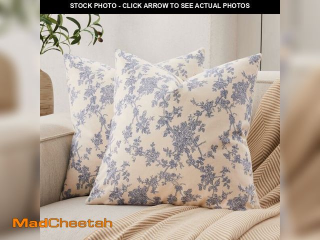 Lot 74-12980248 - YZJZEDS 100% Cotton French Pastoral Throw Pillow Covers Set of 2, 18x18 Inch Double Sided/Blue, Farm...