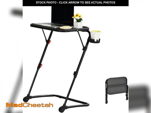 Lot 74-12096218 - Homy Casa Adjustable Z Shaped Study Desk with Cup Holder, No Assembly Required,Space Saving Portable...