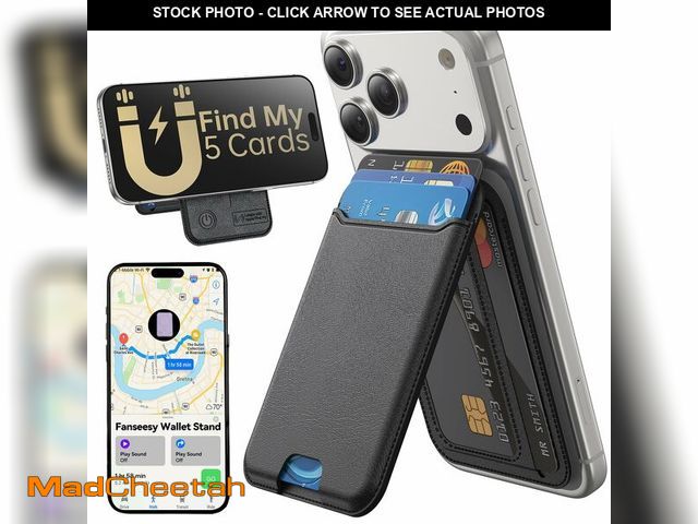 Lot 74-14208507 - Fanseesy for MagSafe Wallet, Works with Apple Find My,5 Card Holder with Stand, Magnetic Phone Walle...