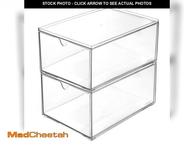 Lot 74-11559387 - Youngever 2 Pack Stackable Plastic Organiser Drawers, Clear Cosmetic Organizers, Makeup Organiser Dr...