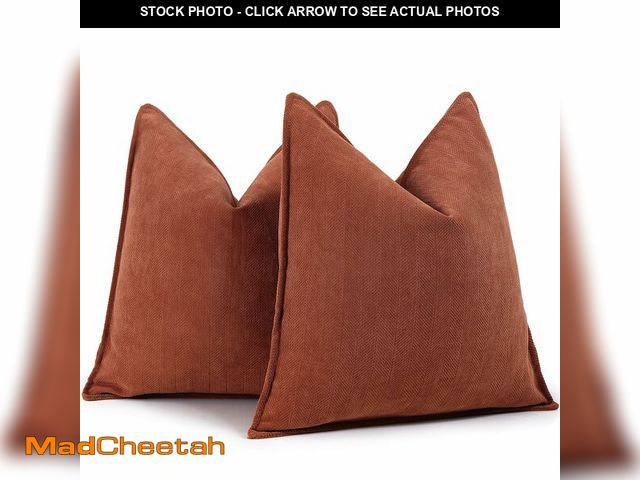 Lot 74-12719414 - ZWJD Rust Throw Pillow Covers 26x26 Set of 2 Chenille Fall Pillow Covers with Elegant Design Soft an...