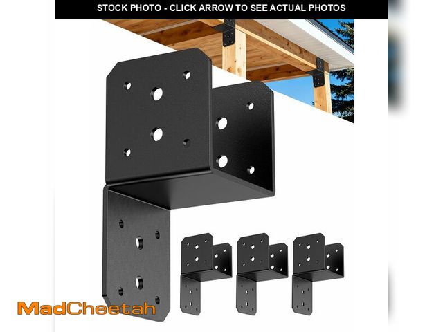 Lot 74-14272104 - SecureLatch Heavy Duty Angle Brackets for 4x4 4x6 Post, 4MM Thick Black Steel 90 Degree L Brackets, ...