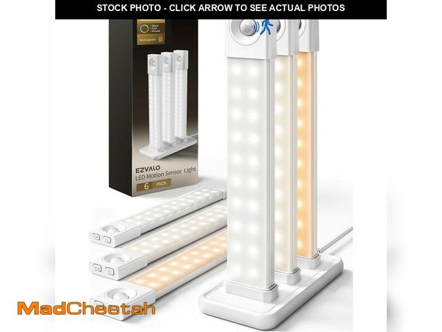 Lot 74-14266923 - EZVALO 6 Pack 8 inch Under Cabinet Lighting with Charging Station, Rechargeable Motion Sensor Lights...