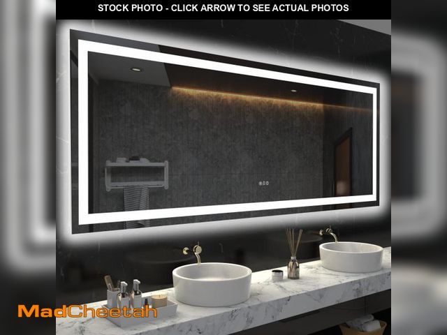 Lot 74-12391205 - LOAAO 72X36 LED Bathroom Mirror with Lights, Anti-Fog, Dimmable, Backlit + Front Lit, Lighted Bathro...