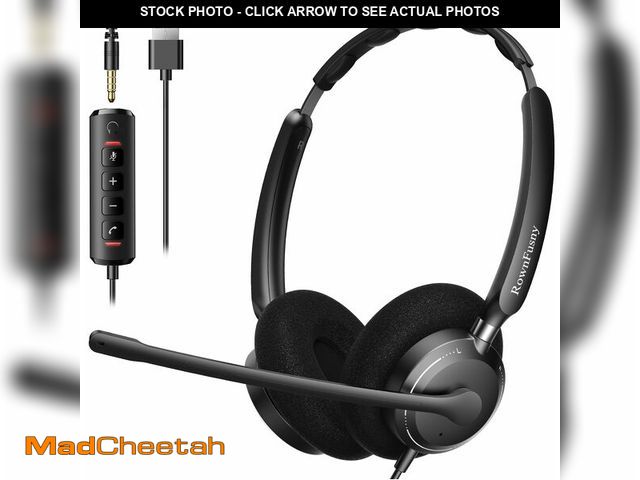 Lot 74-13574118 - Rownfusny USB Headset with Microphone for PC, Computer Headset with Microphone Noise Canceling Mic f...