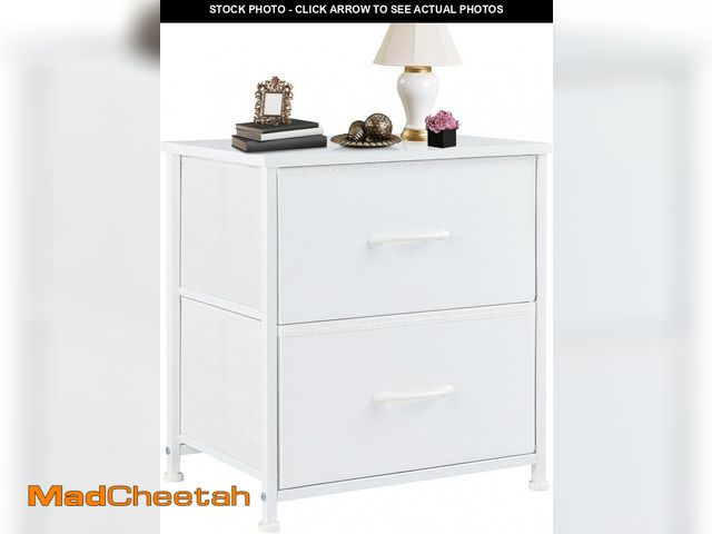 Lot 74-12136901 - DUMOS Nightstand Small Dresser with 2 Fabric Drawers Side Tables Bedroom End Table Kids Bedside Stor...