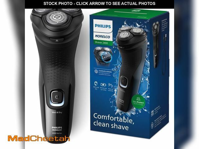 Lot 74-12704704 - Philips Norelco Shaver 2400 Series, Wet and Dry Electric Shaver, Pop-up Trimmer, P-Cap, Deep Black, ...