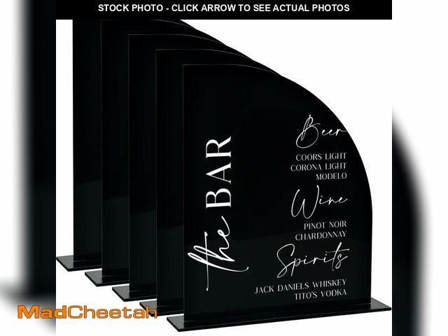 Lot 74-12713393 - JINMURY 5 Pack Half Arch Black Acrylic Signs with Stand | 8x10 Inch Half Arch Acrylic Blank Sign and...