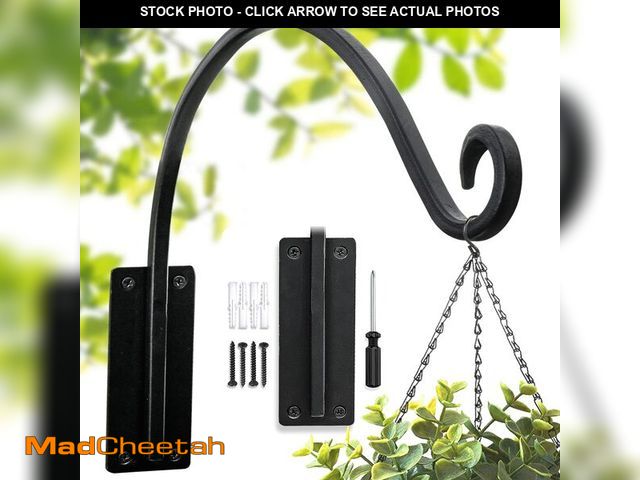 Lot 74-14382483 - Lifyzoon Heavy Duty Plant Hanger Bracket (16"/Black), 80lbs Weight Capacity - Outdoor Hand-Forged Ha...