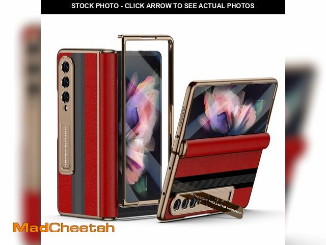 Lot 74-13522122 - karenDon for Samsung Galaxy Z Fold 3 Phone CaseLuxury Genuine LeatherFull Body Hinge ProtectionBuilt...