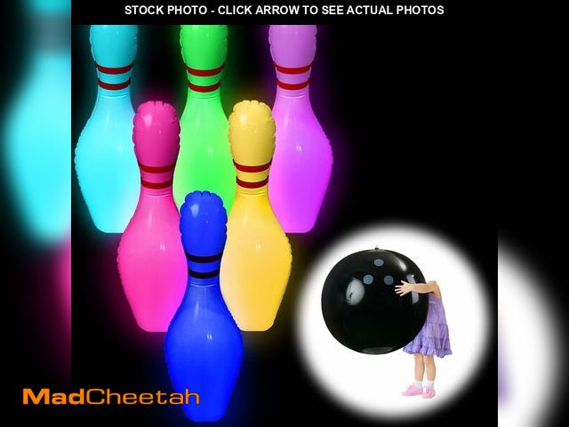 Lot 74-12716064 - Poen 7 Pcs Christmas Giant Inflatable Bowling Set, Including 6 Pcs 27 Inches Bowling Pins and a 24 I...