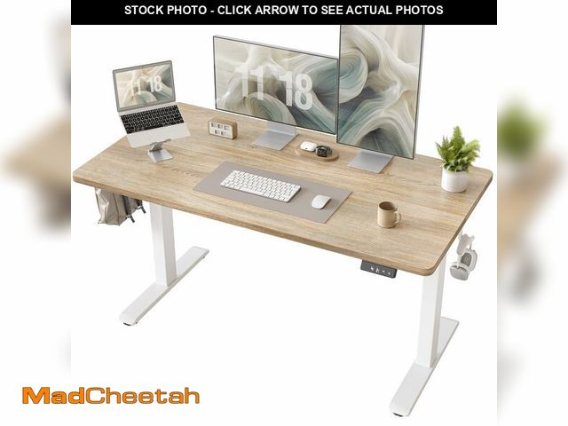 Lot 74-13791063 - TIQLAB Electric Height Adjustable Standing Desk 47.2Ãâ23.6 inch, Sit Stand Desk with Splice Board...