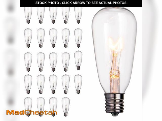 Lot 74-12451574 - Brightown 24-Pack Edison Replacement Light Bulbs,7W E17 Screw Base ST40 Replacement Clear Glass Ligh...
