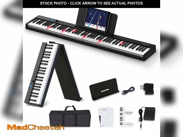 Lot 74-14347959 - KONIX Folding Piano Keyboard, 88 Key Full Size Semi Weighted Foldable Keyboard, Portable Electric Pi...