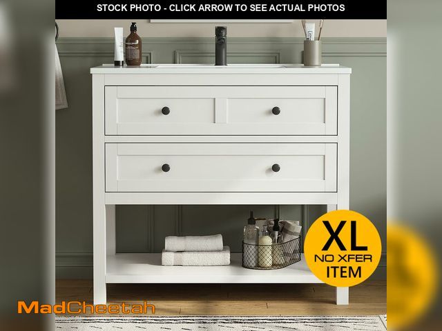 Lot 74-12681729 - DELUXE LIVING 36" Bathroom Vanity with Sink,Modern Bathroom Single Sink Vanity, Bathroom Storage Cab...