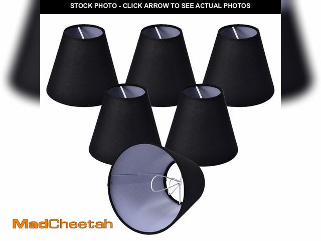 Lot 74-13567487 - Chandelier Lamp Shades Set of 6 Clip-On,Black Fabric Small Empire Lamp Shades for E12 Candelabra Bul...