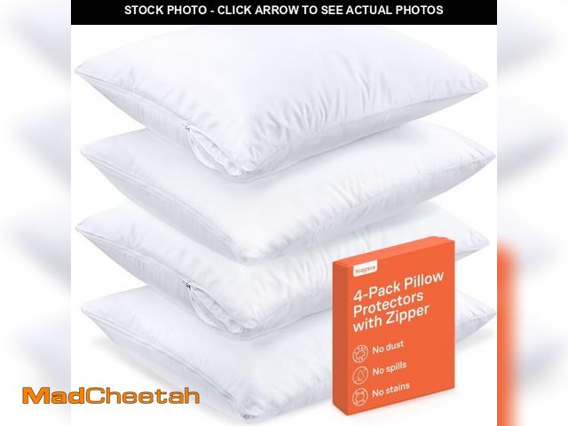 Lot 74-12221777 - Ultra Soft Pillow Protectors with Zipper King Size - Set of 4 Breathable Pillow Covers - 100% Protec...
