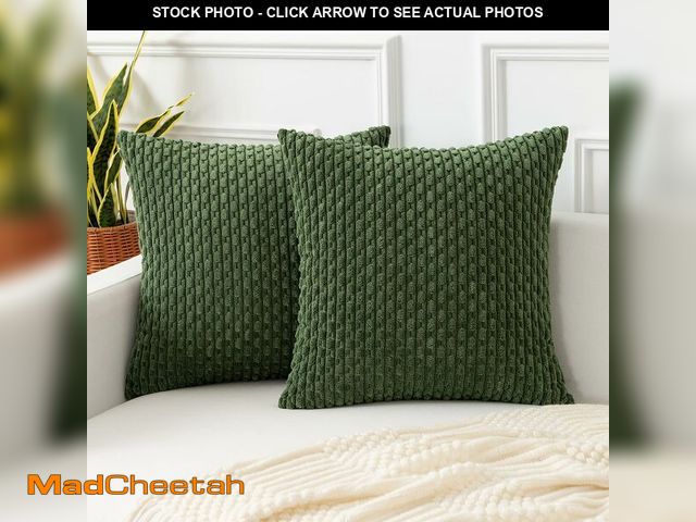 Lot 74-12713672 - Kevin Textile Throw Pillow Covers Soft Corduroy Decorative Set of 2 Boho Striped Pillow Covers Pillo...