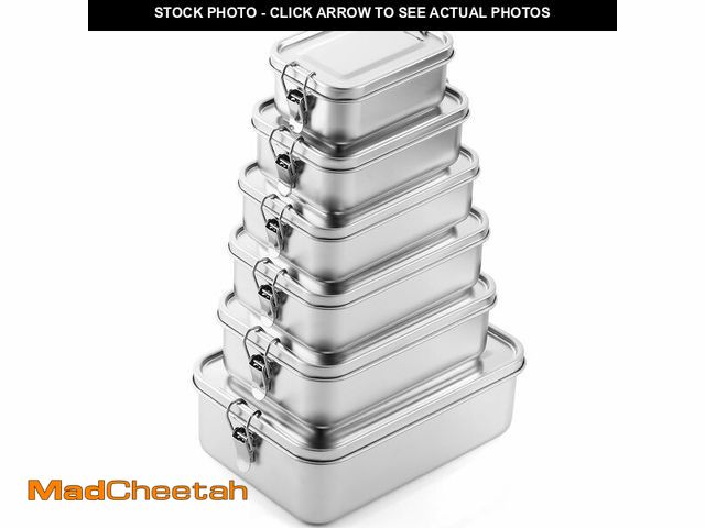 Lot 74-13966464 - Umigy 6 Pcs Stainless Steel Food Containers 550/850/1000/1200/1400/24000 ml Metal Bento Lunch Box St...