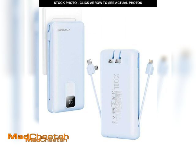 Lot 74-11625601 - Charmast Portable Charger with Built-in Cables and Wall Plug, 20000mAh 20W USB C Power Bank Fast Cha...