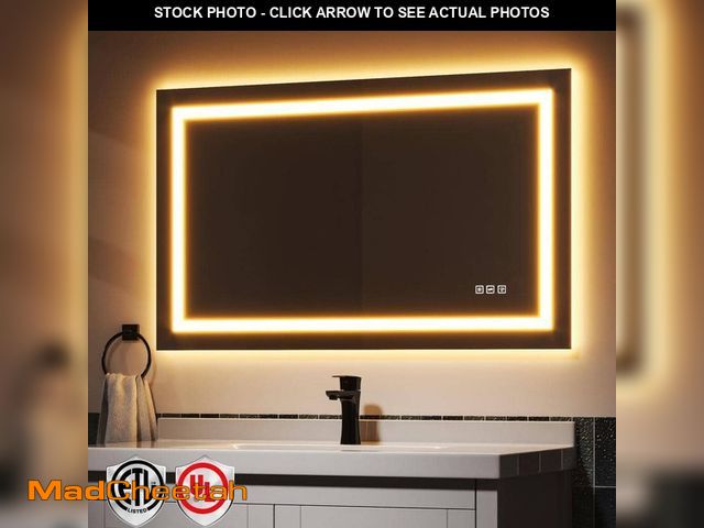 Lot 74-13821443 - ORGANNICE 40 in. W x 24 in. H Rectangular Frameless LED Light Anti-Fog Bathroom Wall Mirror with Bac...