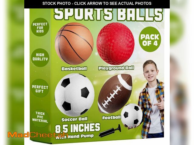 Lot 74-13621491 - 8.5Ã¢â¬Â Sports Balls for Kids &amp; Toddlers - (Pack of 4) Rubber Inflatable Multi-Sport Ball Set...
