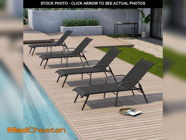 Lot 74-14252002 - 4-Piece Metal Outdoor Chaise Lounge Steel Frame Lounge Chairs Backrest with 5-Ajustable Positions in...