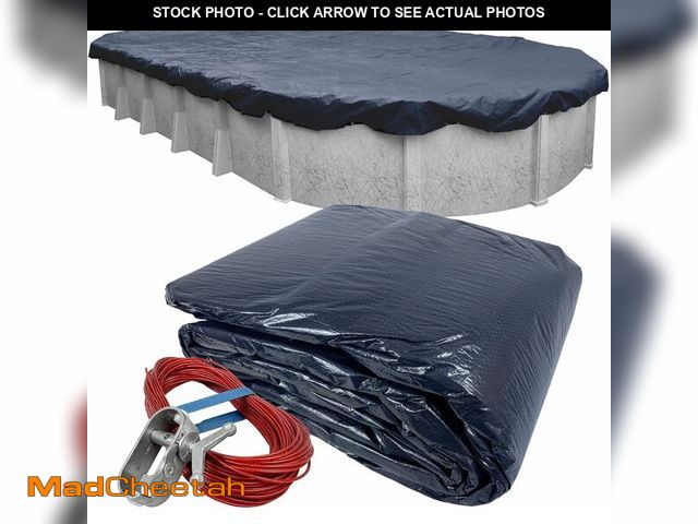 Lot 74-13331727 - Robelle 18 x 33 ft Blue Winter Oval Pool Cover for Above Ground Pools, 3 ft Overlap (21 x 36 ft Cove...