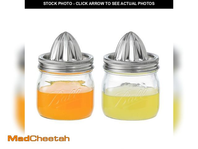 Lot 74-12974466 - Lemon Lime Orange Manual Juicers Stainless Steel Hand Squeezer with Glass Mason Jars, set of 2 (16 O...