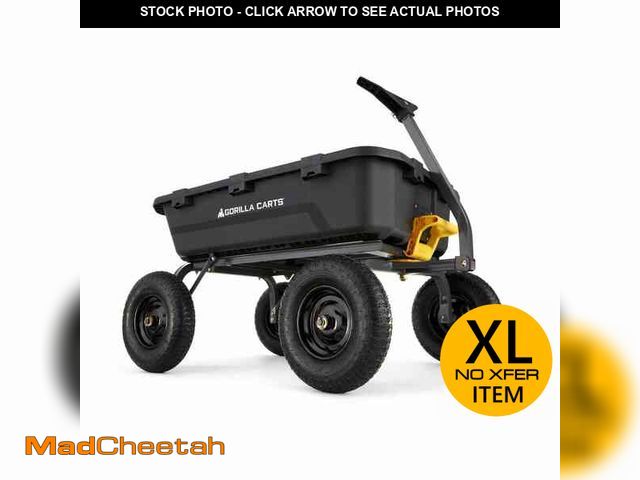 Lot 74-12584697 - *DIRTY* GORILLA CARTS 12 cu. ft. Patented Super Heavy-Duty Poly Dump Garden Cart, 1,600 lbs., 48 in....