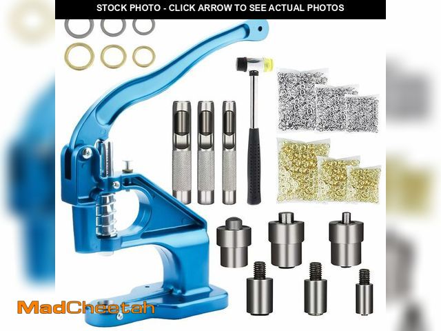 Lot 74-14061873 - LYNDA Heavy Duty Eyelet Grommet Machine Tool Kit with 3 Setting Dies &amp; 3 Punching Dies, 3000 Sil...