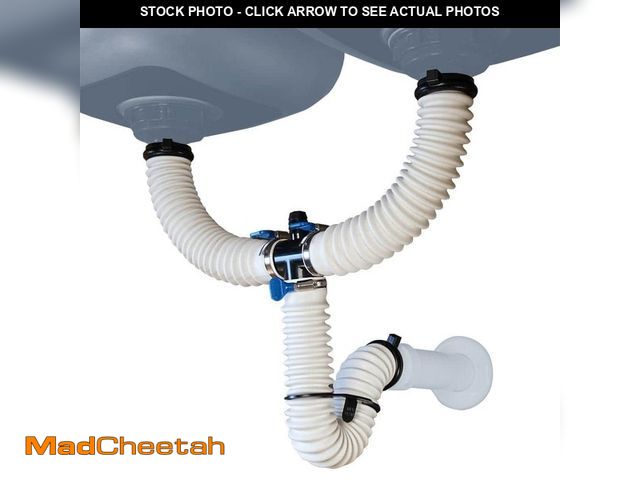 Lot 74-12684884 - SIMPLE DRAIN 1-1/2 in. White Rubber Threaded All-in-One Drain Kit for Double Basin Sink - UNUSED