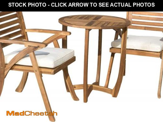 Lot 74-12096016 - (TABLE ONLY) Christopher Knight Home Coronado Acacia Wood Bistro Set, 3-Pcs Set, Teak Finish - UNUSE...