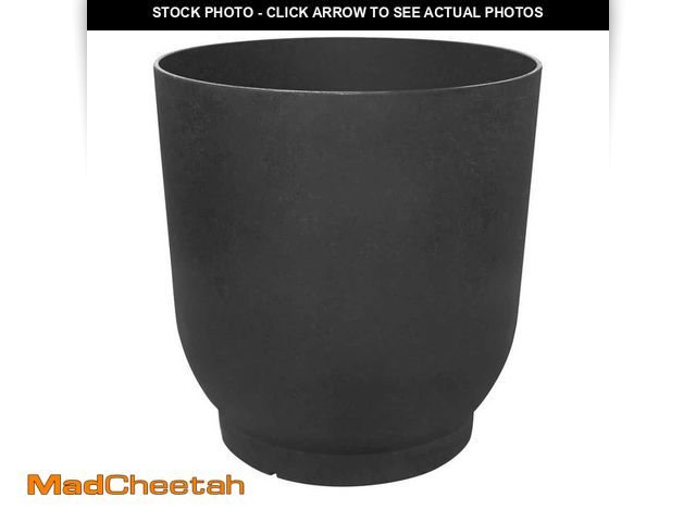 Lot 74-14468677 - Vigoro Esmerelda Large BlackÃâÃÂ RubberÃâÃÂ Self-Watering Round Planter with Drainage Holes ...