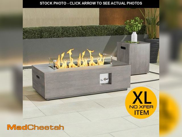 Lot 74-12939316 - eVita 50000 BTU Coating Steel Propane Fire Pit Table in Gray Rectangular Modern Outdoor Gas Fire Tab...