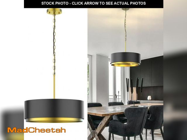 Lot 74-12398162 - Mgcanyu 18" Black and Gold Chandelier 5-Light Modern Drum Light Fixture Industrial Dining Room Penda...